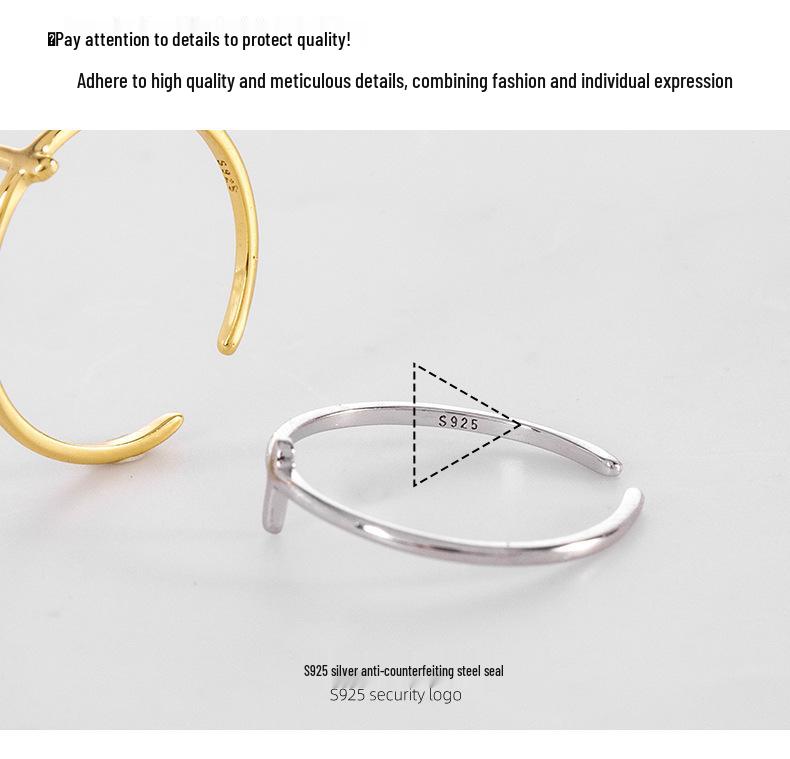 Banyan Tree S925 Silver Adjustable Japanese Cross Ring for Women