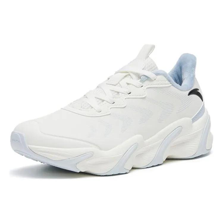 Anta Fleece Lined Comfortable Cushioning Abrasion Resistant Thermal Low top Running Shoes Women's White Blue (Unisex) Running Shoes