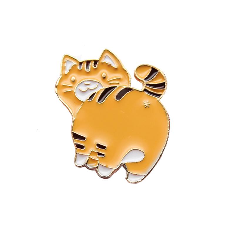 Cartoon Bee, Dr. Bird, Playful Dog, & Tabby Cat Animal Brooch Set