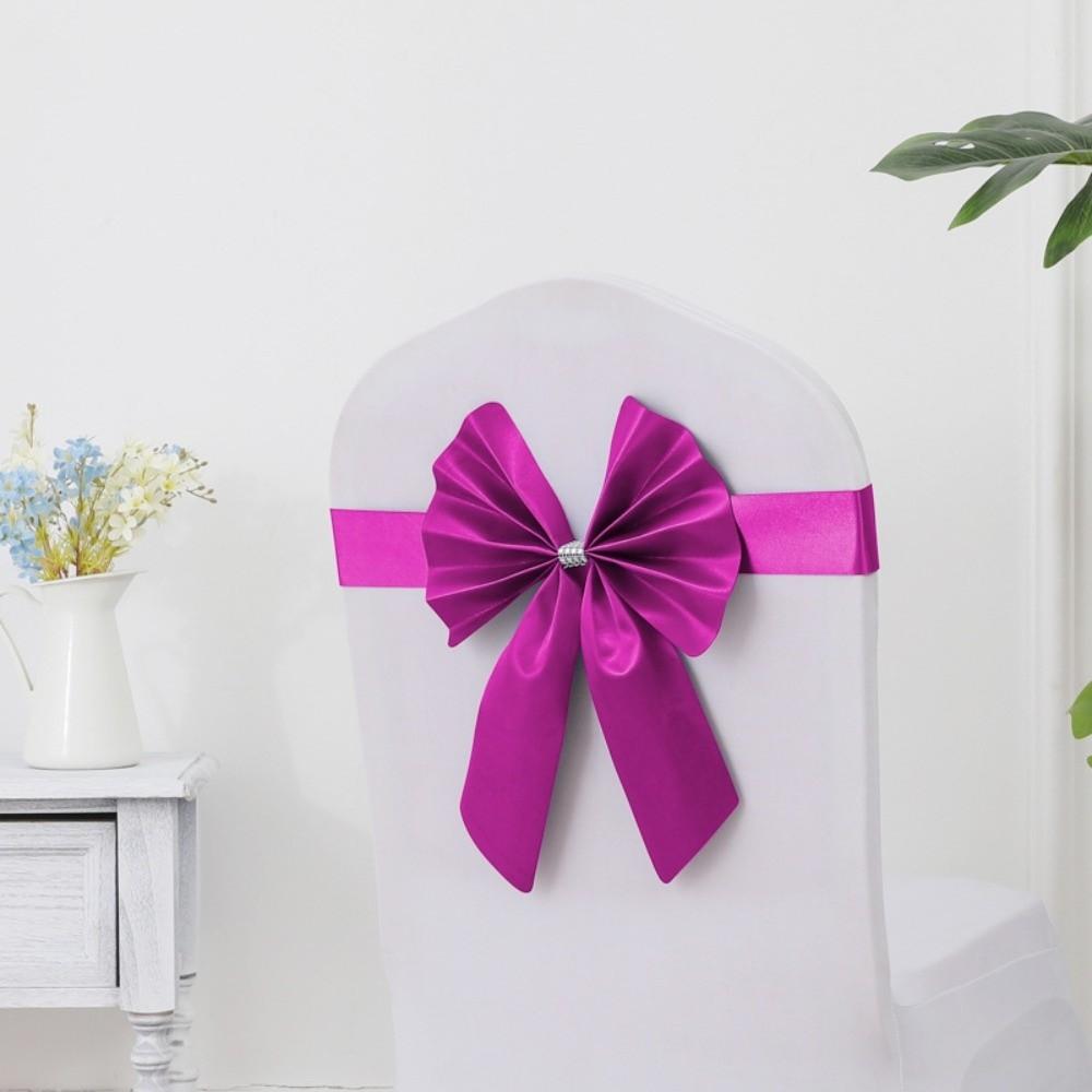 Bows Chair Back Bow Decorative Belt Ready Made Ties Fastening Event Chair Straps Elastic Band Satin Chair Sashes