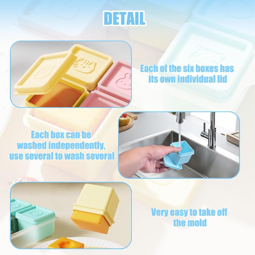 1 Pack of 6 Silicone Food Storage Containers (with Lids), Reusable, Suitable for Meal Prep, a Must-have for Home and Outdoor Use