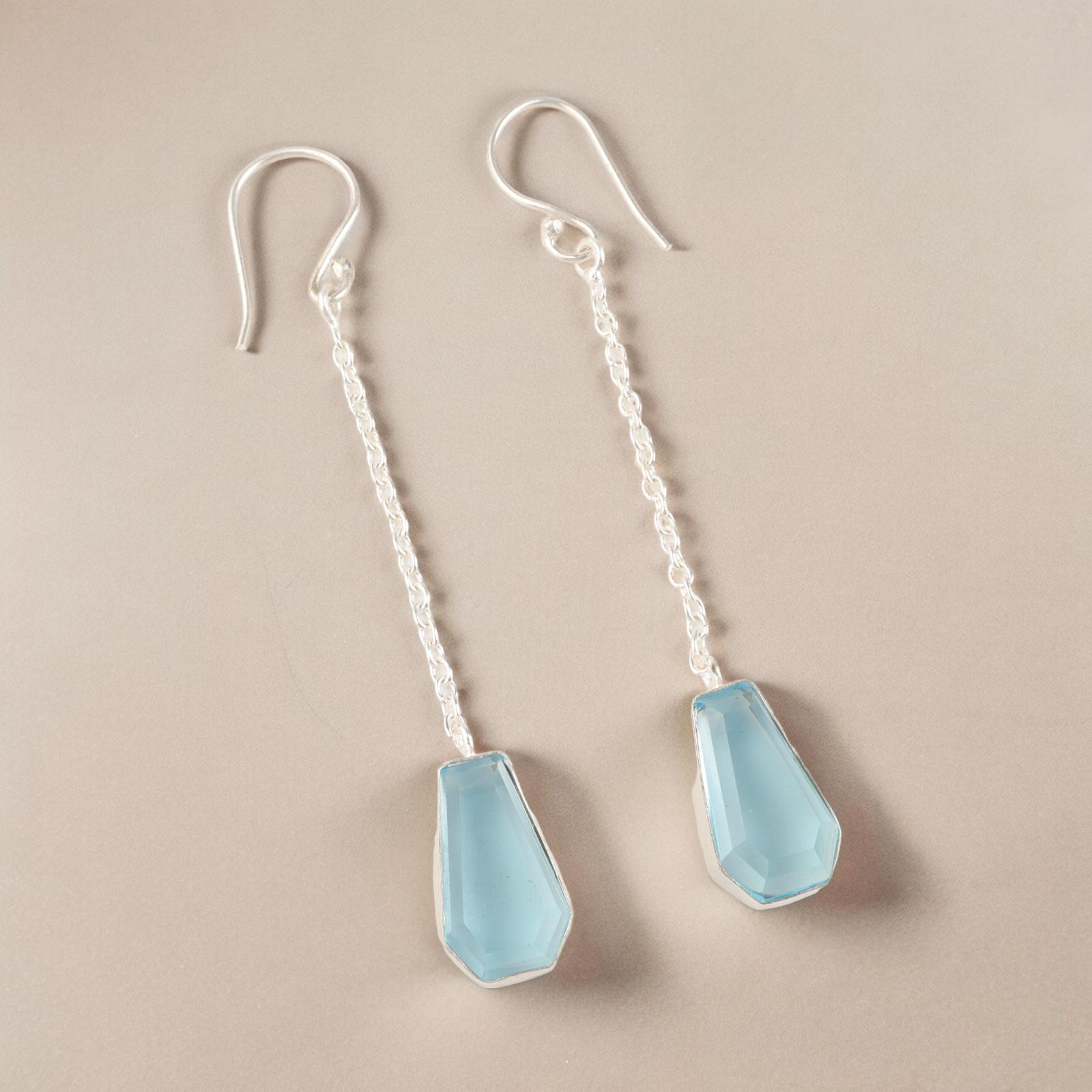 

Sky Blue Topaz Gemstone 925 Sterling Silver Jewelry Handmade Women Earrings3.0 EE-135-6