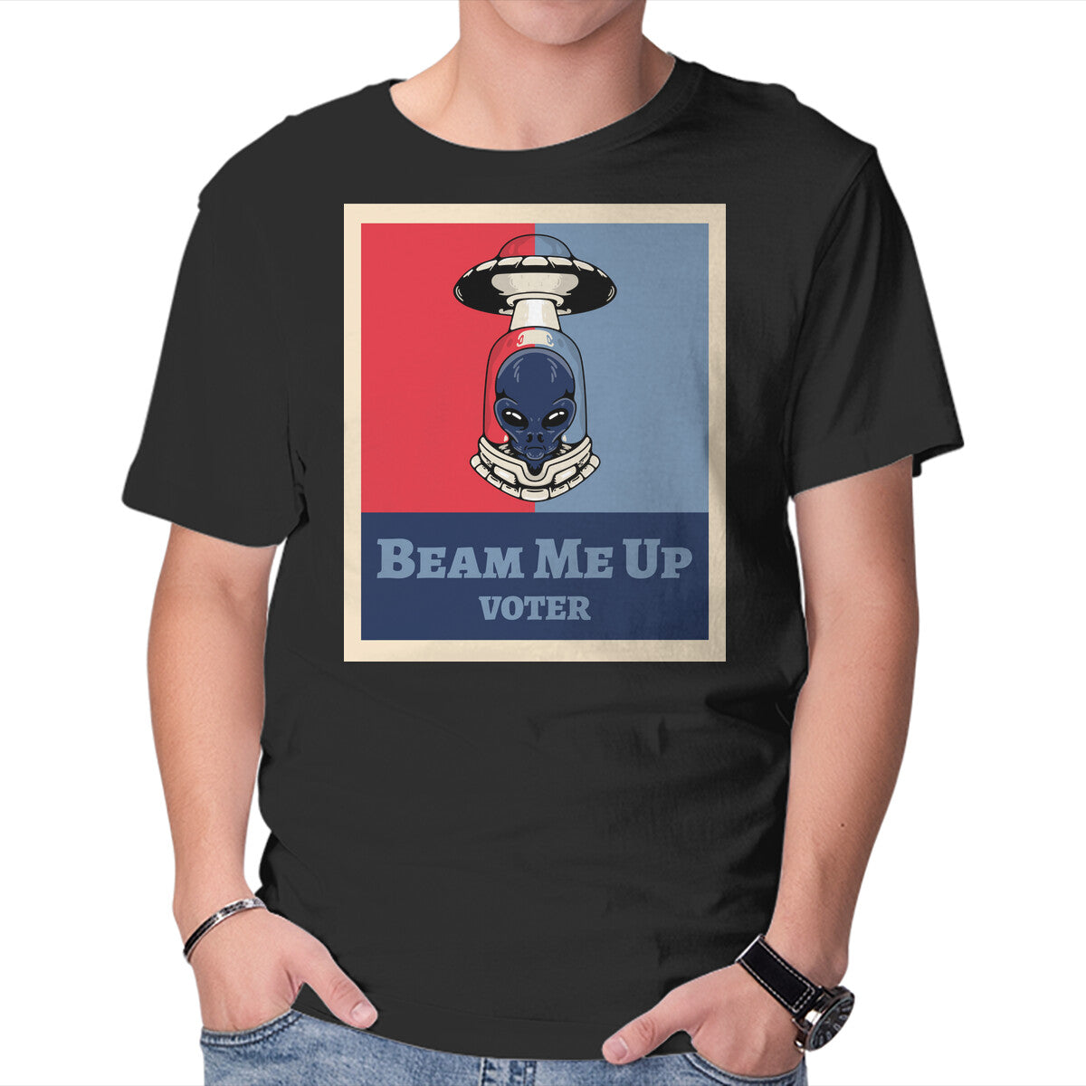 Unisex Crew Neck T-Shirt Beam Me Up Voter Graphic Short Sleeve Casual Tee XXXXL