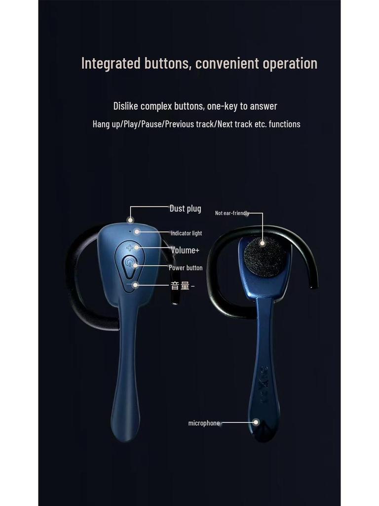 2025 Bluetooth In-Ear Earphones: Long Standby, Noise Reduction, Compact Ear-Hook Design for Drivers and Riders