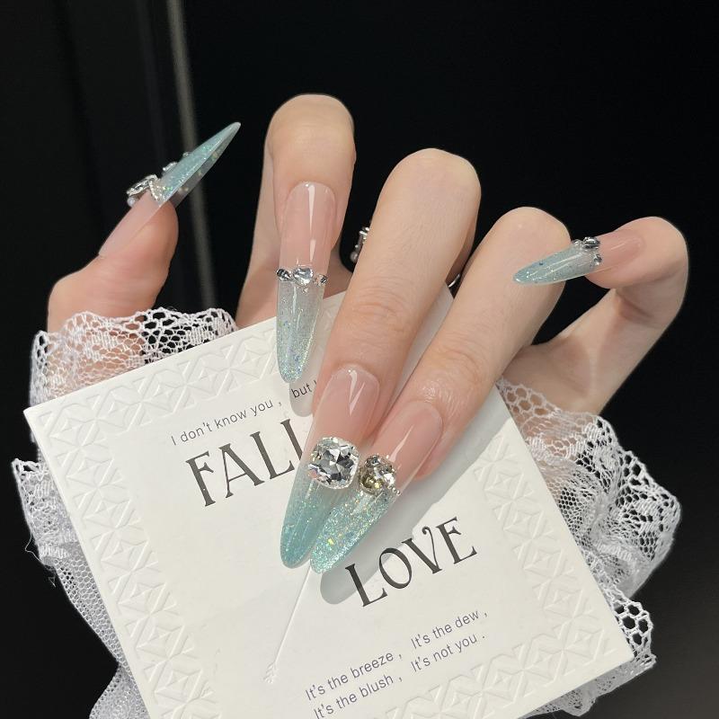 Cat's Eye Wearing Nail Pure Hand-made Nail Piece Fake Nail Wearing Nail Piece Advanced Sense Thin Dog Long