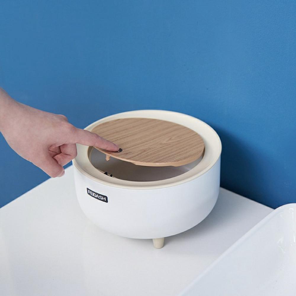 

Mini Desktop Trash Can Push-Top Waste Bin 2L Round Student Dormitory Bedside Desk Storage Bucket Type A