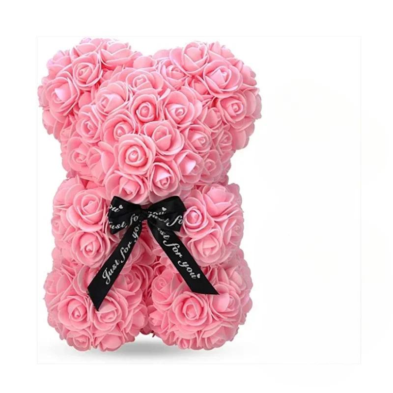Valentine's Day Eternal Rose Teddy Bear Set - Artificial Flower Decor for Birthday, Anniversary & Romantic Gifts for Girlfriend