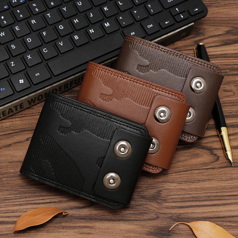 New Men's Embossed Bifold Wallet with Magnetic Buckle, Large Capacity and Multi-Card Slots