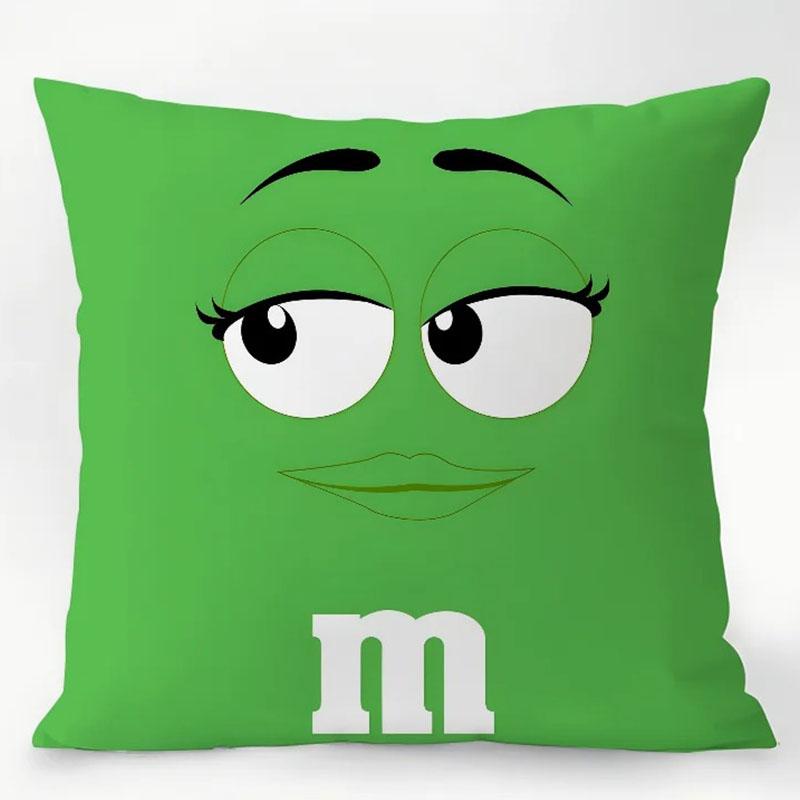 1Pc Fashion M&M'S Chocolate Printed Cushion Cover For Living Room Bedroom Sofa Window Sill Car Decoration Cushion Cover