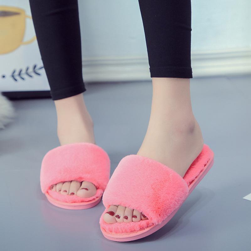 Cotton slippers autumn and winter open toed plush one line mop for living, indoor floor mop, comfortable soft bottom
