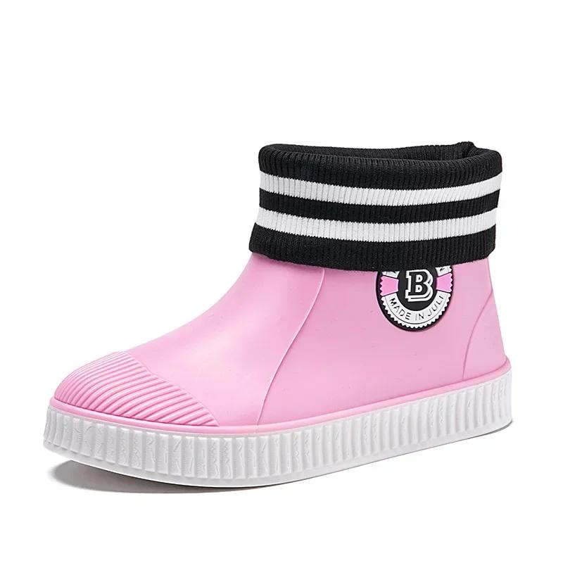 Mode Herren Regenstiefel Gummischuhe Wasserdicht Damen Arbeitsstiefeletten Winter Plus Baumwolle Slipper Unisex Stiefeletten Bottes De Pluie 2024