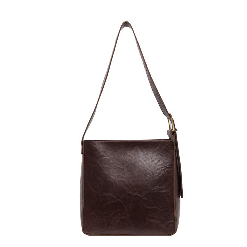 

Ретро сумка-тоут женская новая осенне-зимняя большой вместимости сумка-мессенджер модная подмышечная сумка для мамы и ребенка сумка через плечо для поездок на работу темно-коричневого