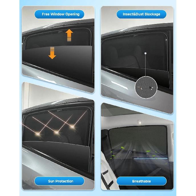 Car Window Shade for Subaru Forester -2024,2 Pack UV & Glare Protection, Breathable Privacy Screen, ect & Bug Blocker Magnetic Mesh Side Rear Sun