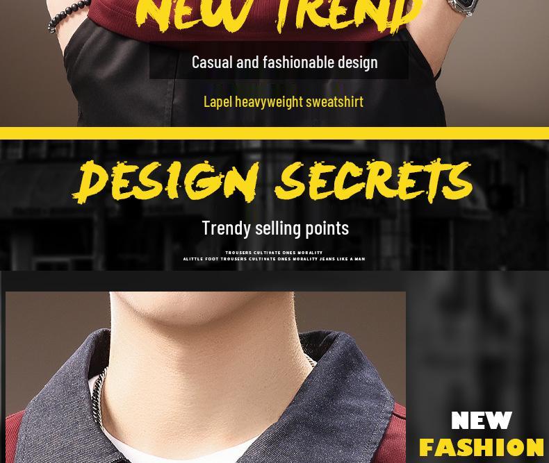 Men's Retro Fleece-Lined Color Block Denim Polo Hoodie