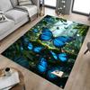 1PC Blue Butterflies Forest Extra Large Non Slip Floor Carpet, Office, Family, Bedroom, Large Area Rug Indoor Rugs, Vibrant Colors