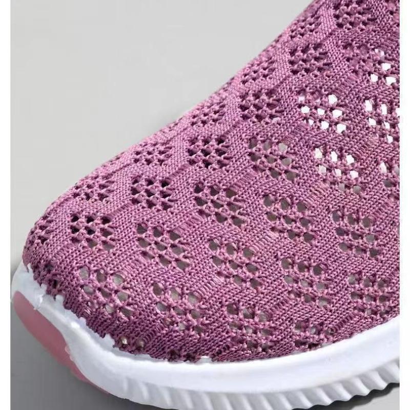 Chaussures en maille tendance pour femmes, chaussures de sport, chaussures plates respirantes, semelles souples, baskets décontractées