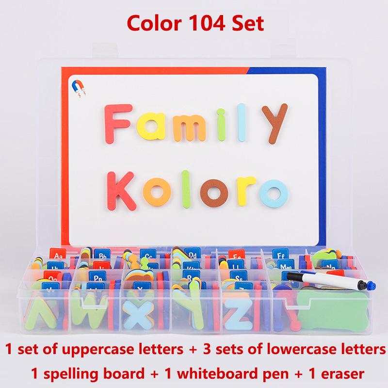 

104/208Pcs Magnetic Alphabet Letters Kit With Magnet Board Foam Alphabet Letters Kids Toddler Spell and Learn ABC Fridge Magnets