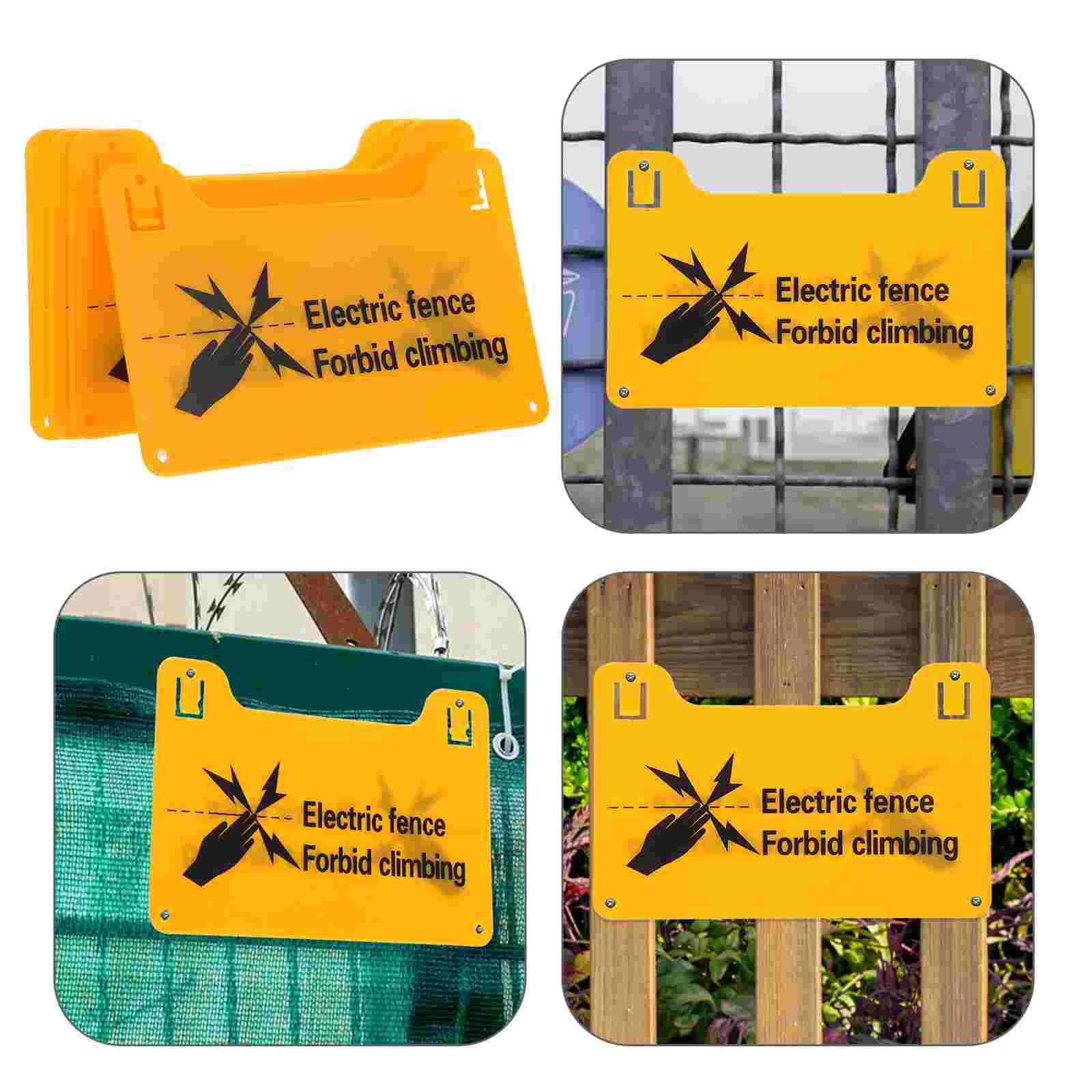 

4 Pcs High Voltage Warning Sign Electronic Fence Signage Danger Caution Yard Electrical Safety Panel Insulator жовтий