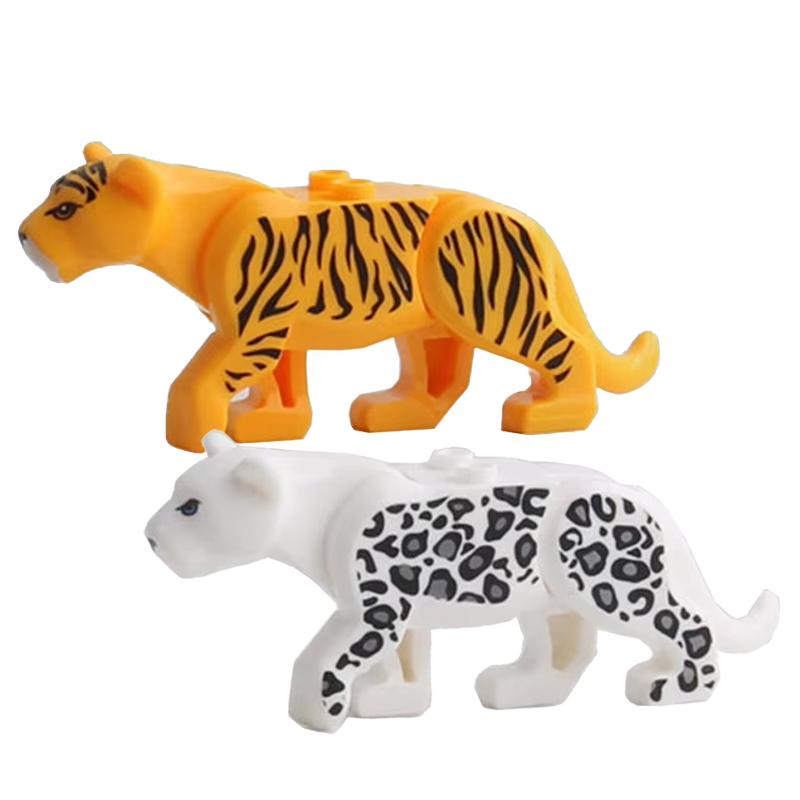 MOC Farm Zoo Animal Building Blocks Crocodile Shark Dolphin Chimpanzee Cow Leopard Educational Game Accessories Bricks Kids Toys