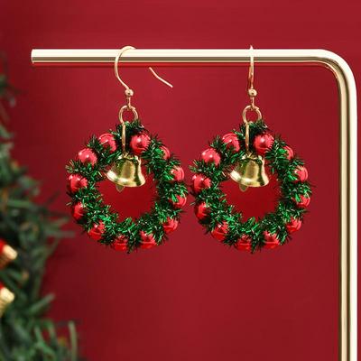 European-American Creative Christmas Earrings: Festive Bells & Tree Studs