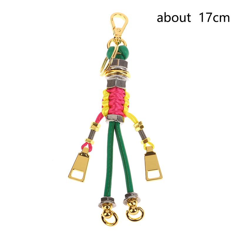 Charm Robot Pendant Metal Rope Braided Lanyard Bag Pendant Hanging Keychain Creative Car Pendant Leather Bag Decoration