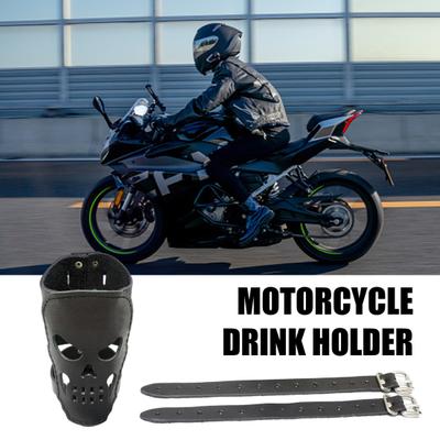 Becherhalter Universal Motorrad Getränkehalter 75mm Durchmesser Kunstleder Handgefertigt Getränkeablage für Flaschen Dosen Becher