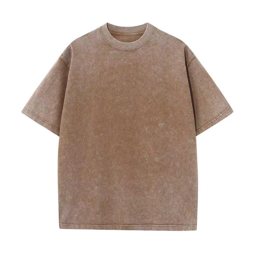 T-shirt Rétro Manches Courtes Surdimensionné Usé Coton Lourd