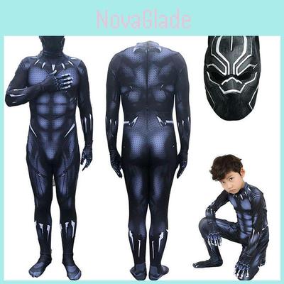 Prémiový kvalitní kombinéza Black Panther superhrdiny pro dospělé a děti