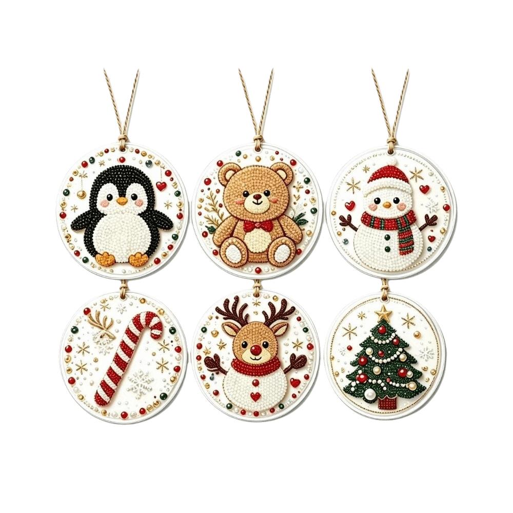 6pcs Deer Tree Christmas DIY Hanging Ornaments Santa Claus Christmas Craft Decoration Festival