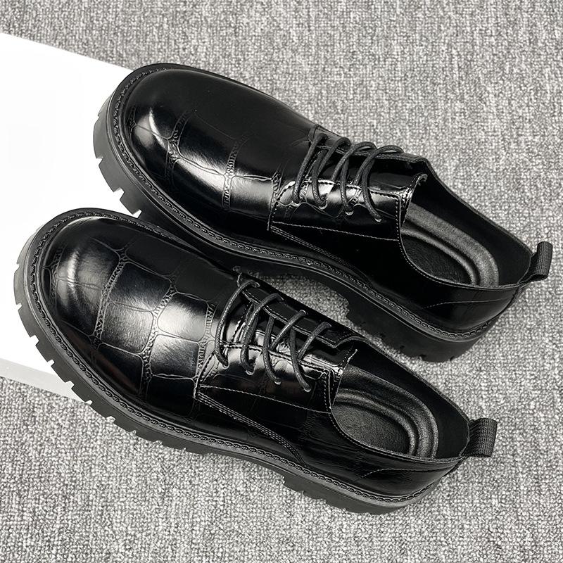 Foreign Trade Large-size Men's Shoes 2025 Popular Fashion Big Head Leather Shoes Men's Thick-soled Retro Versatile Shoes Tide
