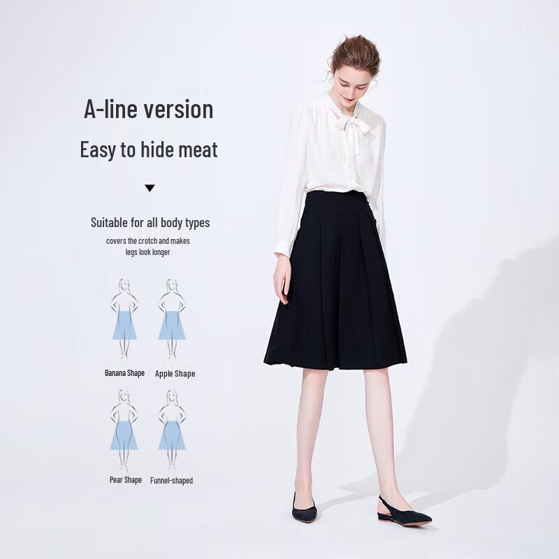 Navigare Women's A-Line High-Waist Pleated Midi Skirt