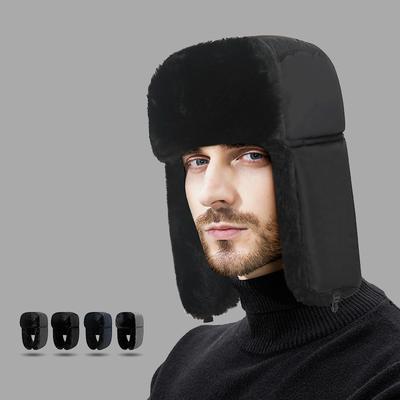 Gorro Bomber de Esquí Exterior de Terciopelo de Invierno para Hombre, Grueso, Cálido, a Prueba de Frío, Protección para las Orejas, Cortavientos, de Algodón