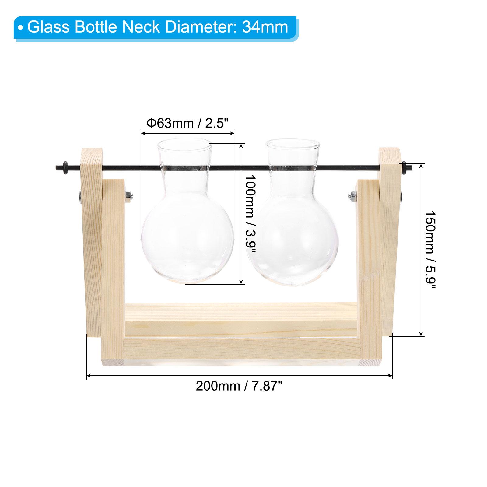 

Hydroponic Glass Vase Propagation Vases Plant Vases with Wooden Stand Planter Flower Pots Terrarium Tabletop Home Decoration