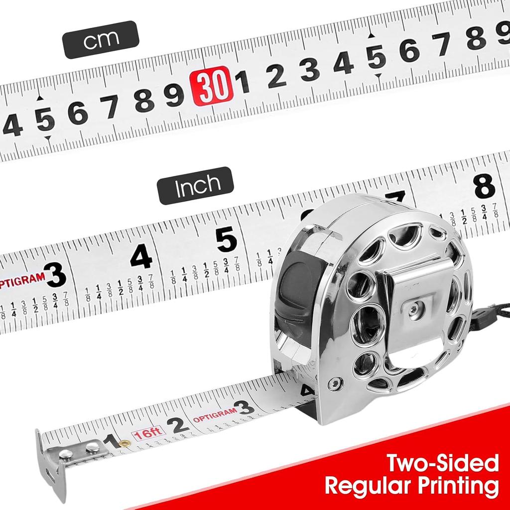 Tape Measure - 16 FT Stainless Steel Measuring Tape with Double-Sided Scale, Retractable Waterproof Tape Ruler, Adjustable Length Measuring Tape for