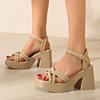 Sandals women's new versatile thick-heeled student fashion one-word platform shoes