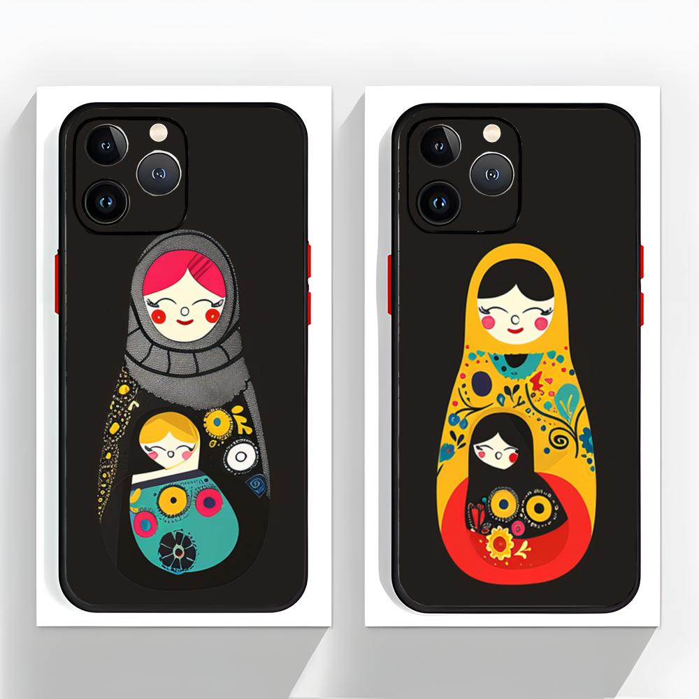 Traditional Russian Toy M-Matryoshka doll Phone Case Black Matte Thin Phone Case For iPhone17 16 15 14 13 ProMax
