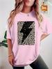 Plus size women's clothing, fashionable printed round neck T-shirt, casual style for women,