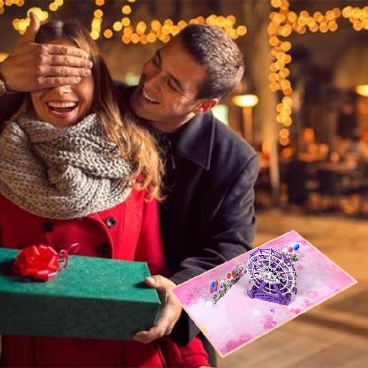 Charming 3D Flower Ferris Wheel Card for Valentine's Day Party Memorable Gift