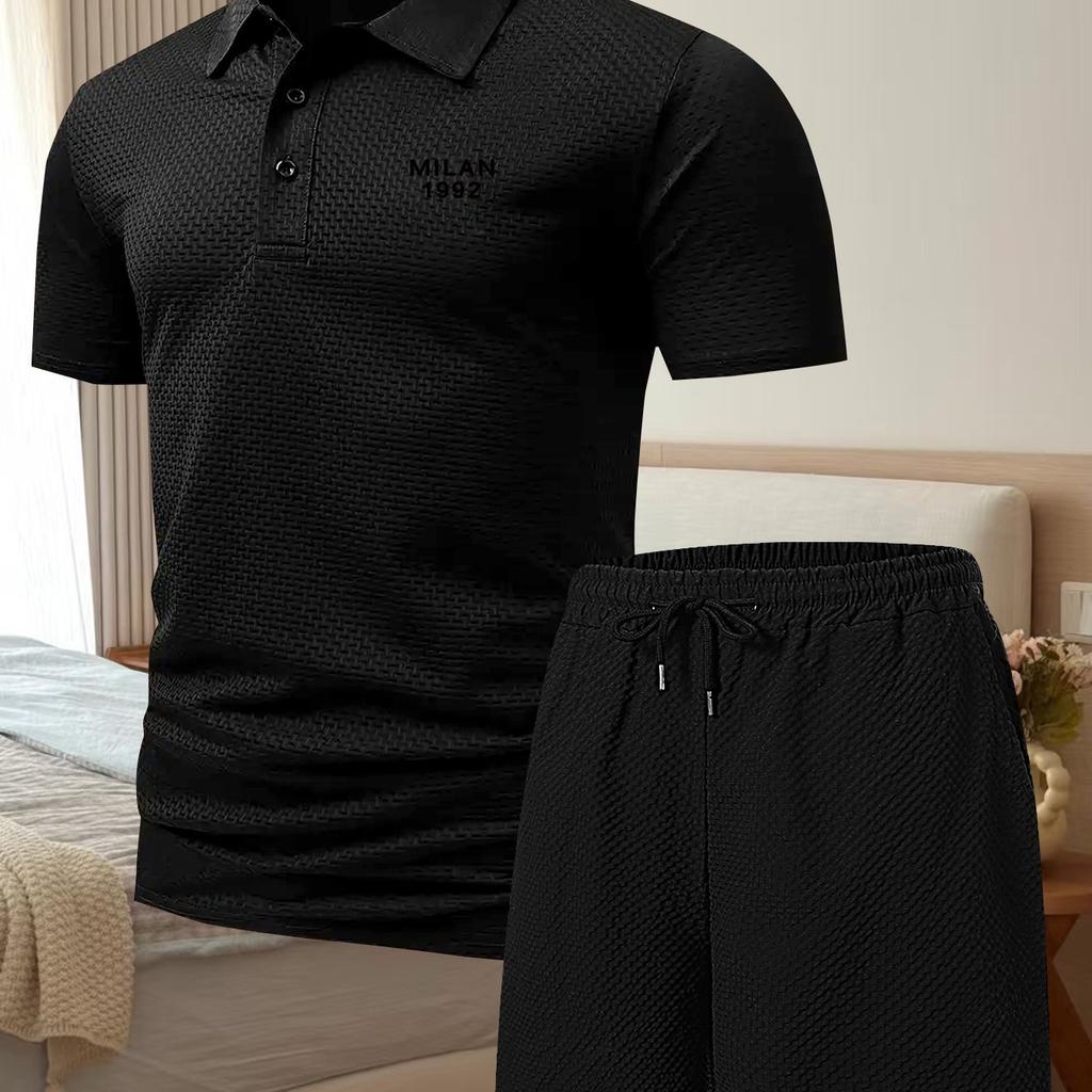 Mens Summer Track Suits 2 Piece Shorts Sets Short Sleeve Sweatsuit Outfits Golf Polo Shirts
