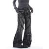 Women's Washed Micro-Flare Jeans with Frayed Edges and 3D Pockets