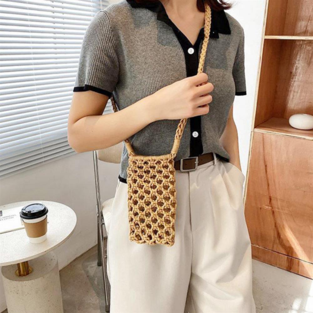 New Arrivals Open Run Womens Lovely Knit Woven Mini Crossbody Phone Bag