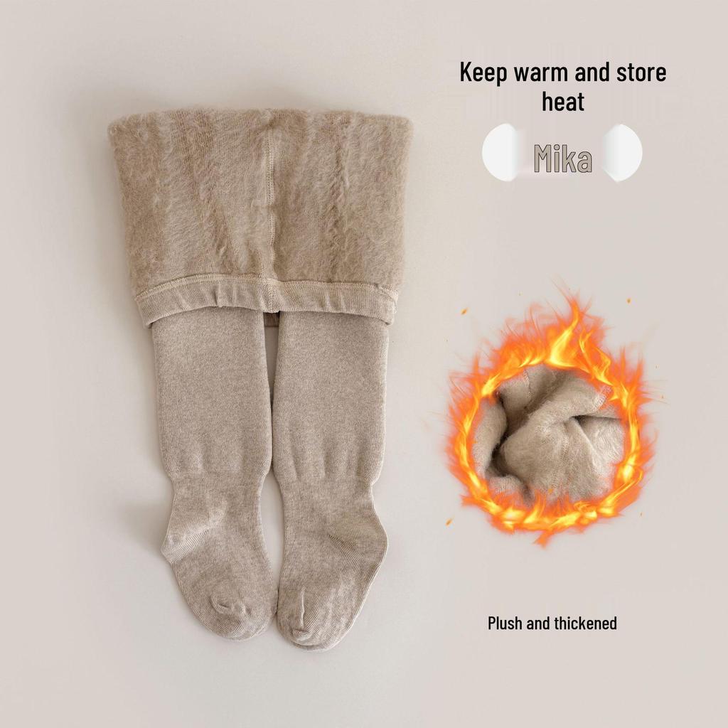 Girls' Fleece-Lined Footed Tights - Thick, Warm, Elastic & Anti-Pilling for Autumn/Winter