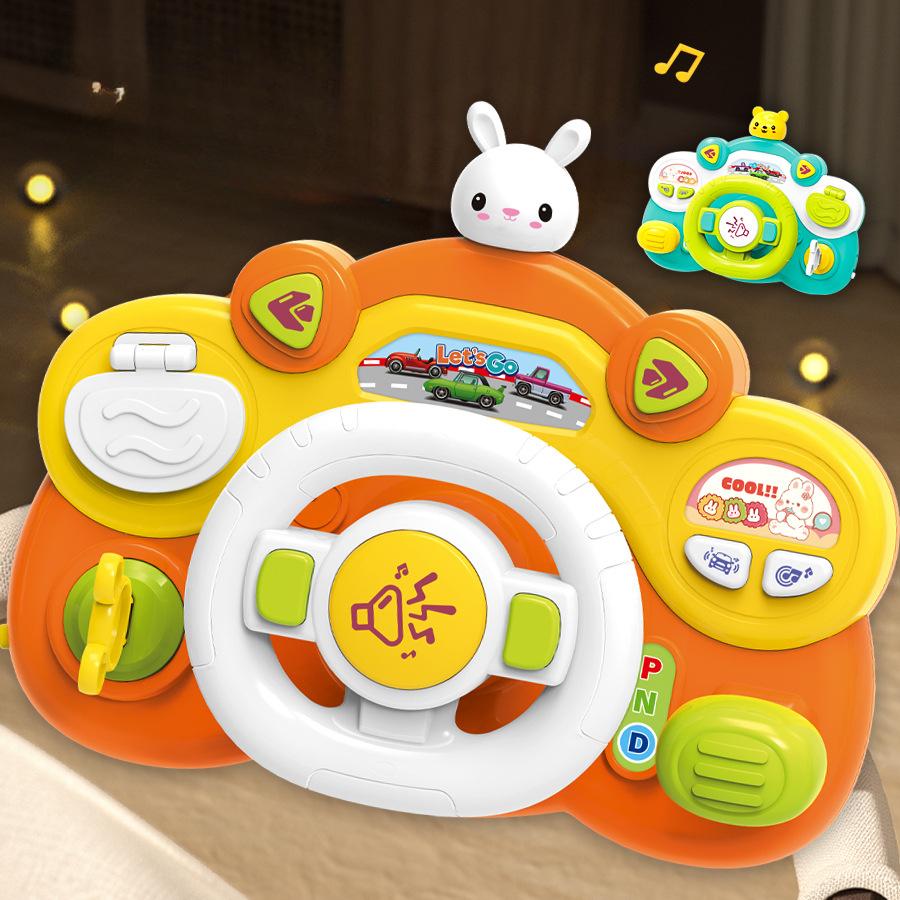 Baby Steering Wheel Electric Steering Wheel Simulation Driving Toys with Music and Lighting Puzzle Science and Education Toys