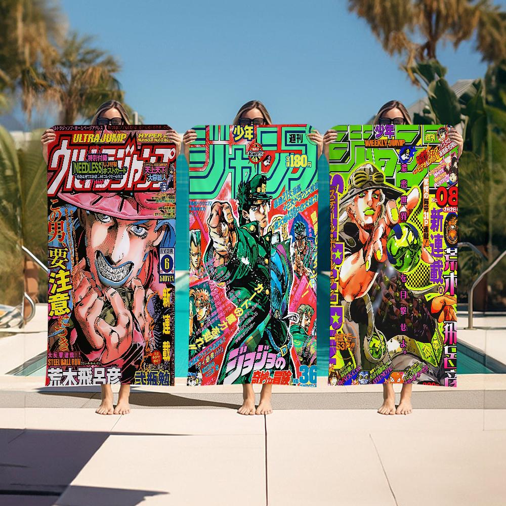 1PC Anime J-JoJos's Bizarre Adventure J-JoJos Beach Towel Cartoon Cute Summer Kids Large Bath Pool Beach Towel For Swimming Travel