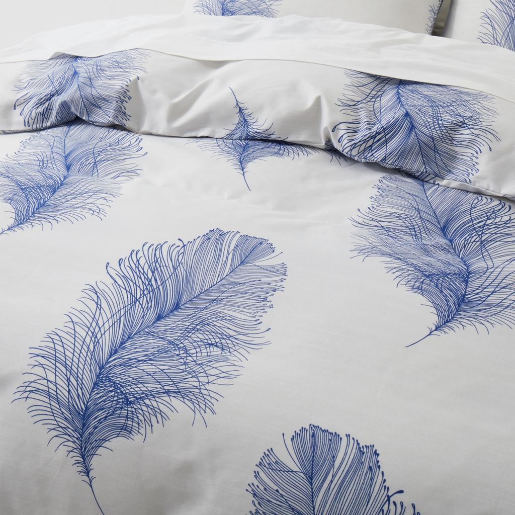 Feather Duvet Cover Twin Queen Reversible Blue Feathers Print Comforter Cover Microfiber 2/3 Pcs Boho Bedding Set for Girls Teen