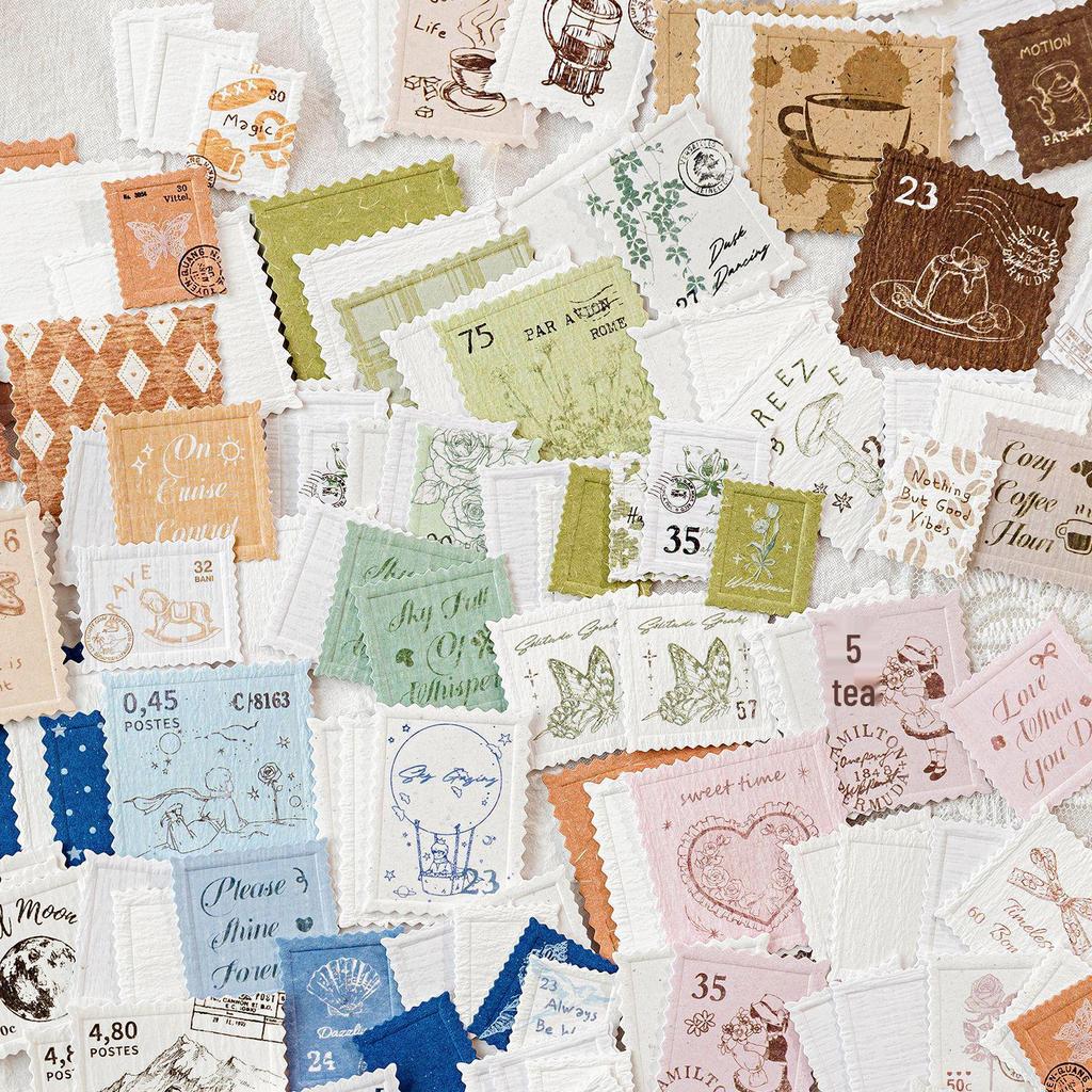 Momo Retro Embossed Scenery Stamp Stickers - Journal Decoration Series