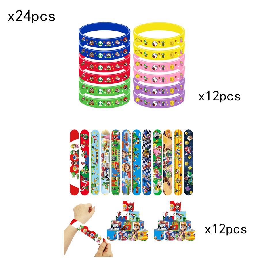 Brother Mario Party Favors Gifts Stamps Slap Bracelet Stickers Christmas Stocking Fillers Birthday Souvenirs Decoration Supplies
