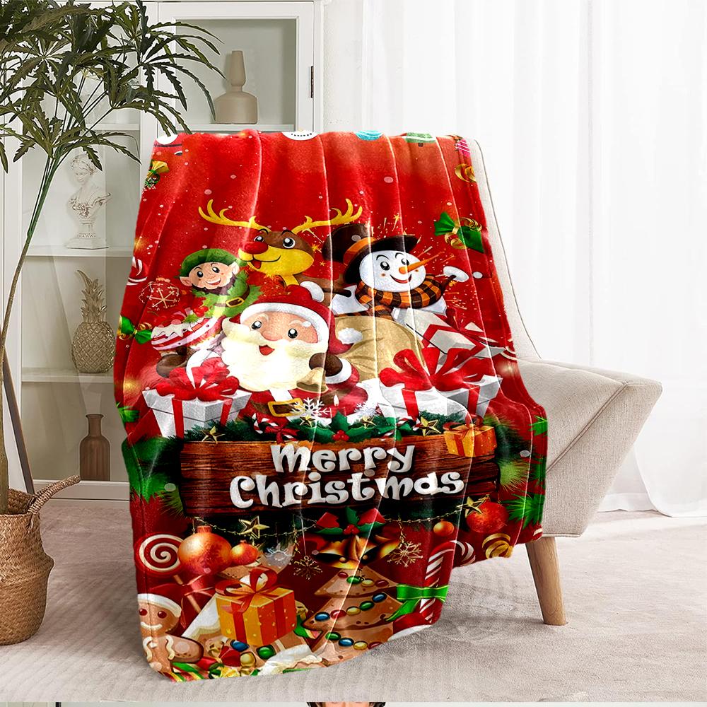 Christmas Theme Printed Blanket - Perfect for Couch, Bed, Travel & Outdoor Use | Machine Washable, Cozy & Durable.
