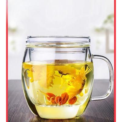 Thickened High Borosilicate Heat-resistant Glass Teacup Three-piece Cup Transparent with Lid Water Cup Filter Scented Tea Making Tea Cup