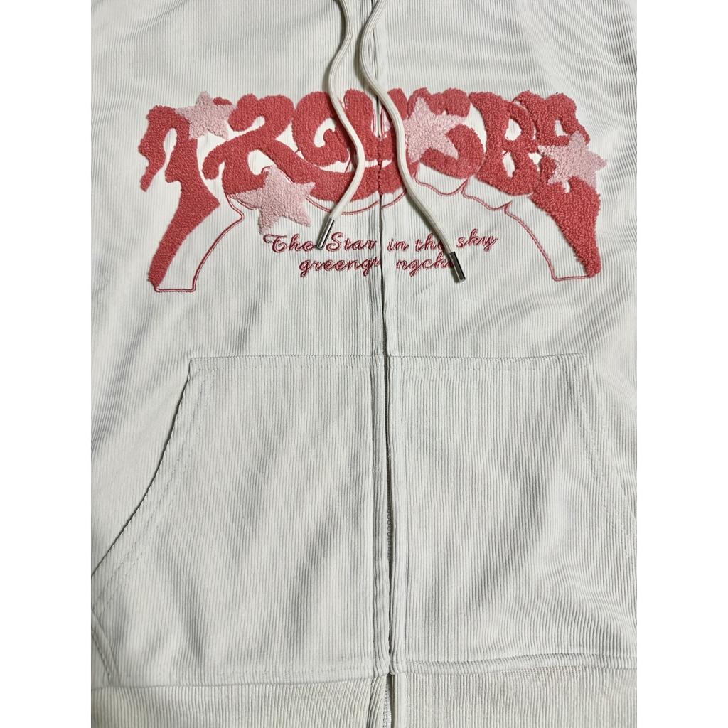 Star Corduroy Cardigan Jacket, Women's Spring and Autumn Loose Trendy Brand Street Hoodie